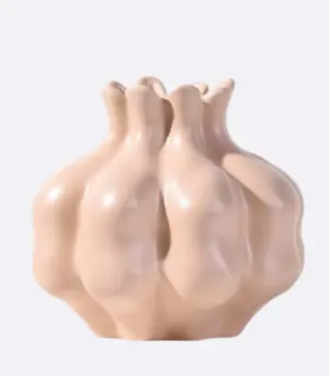 Sculptural Ceramic Vase 15 x 14 cm, Artistic Flower Petal Design Nude