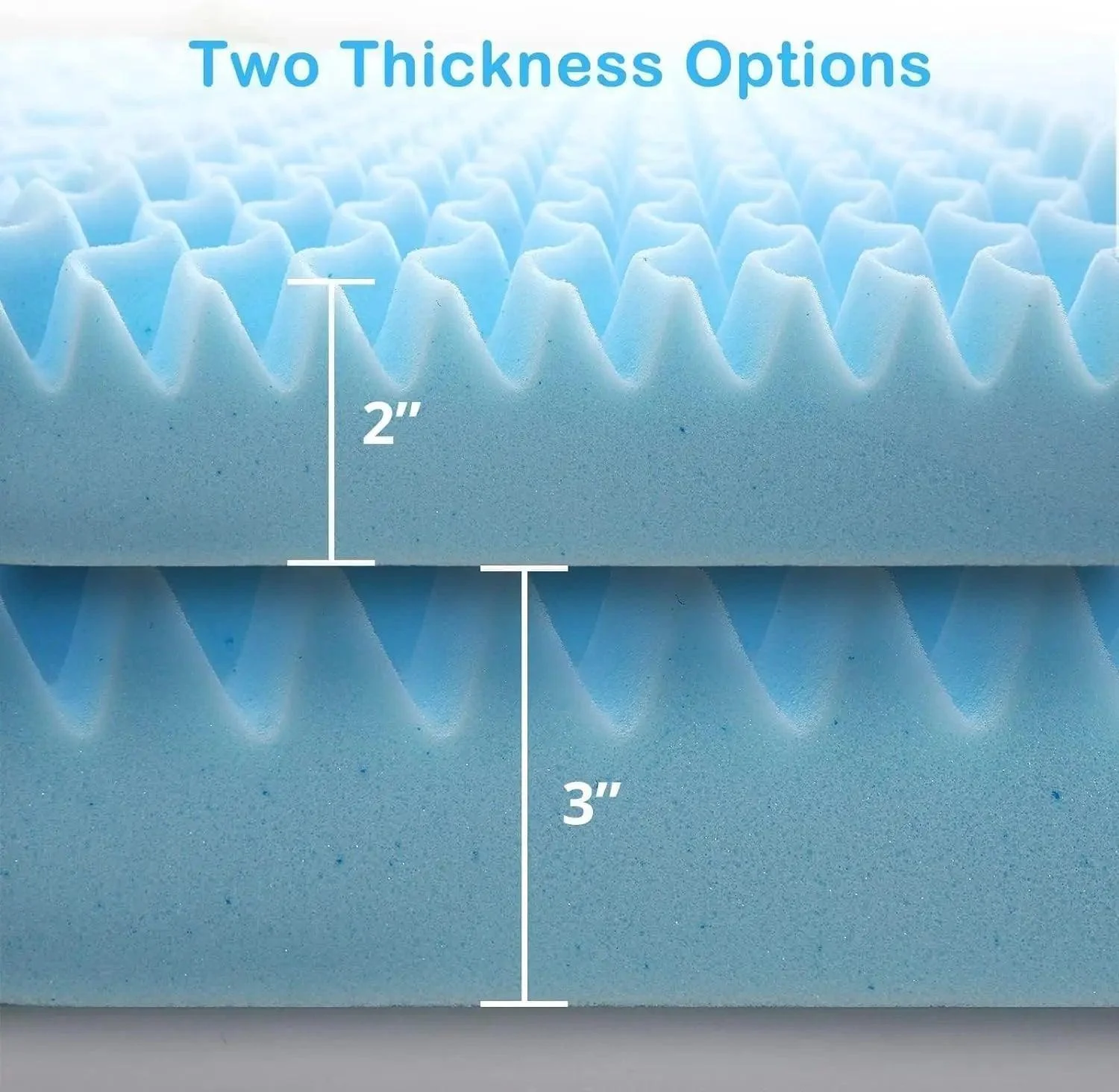 3 Inch Memory Foam Mattress Topper Queen, 7 Zone Egg Crate Mattress Topper Queen for Back Pain -  - #tag1#