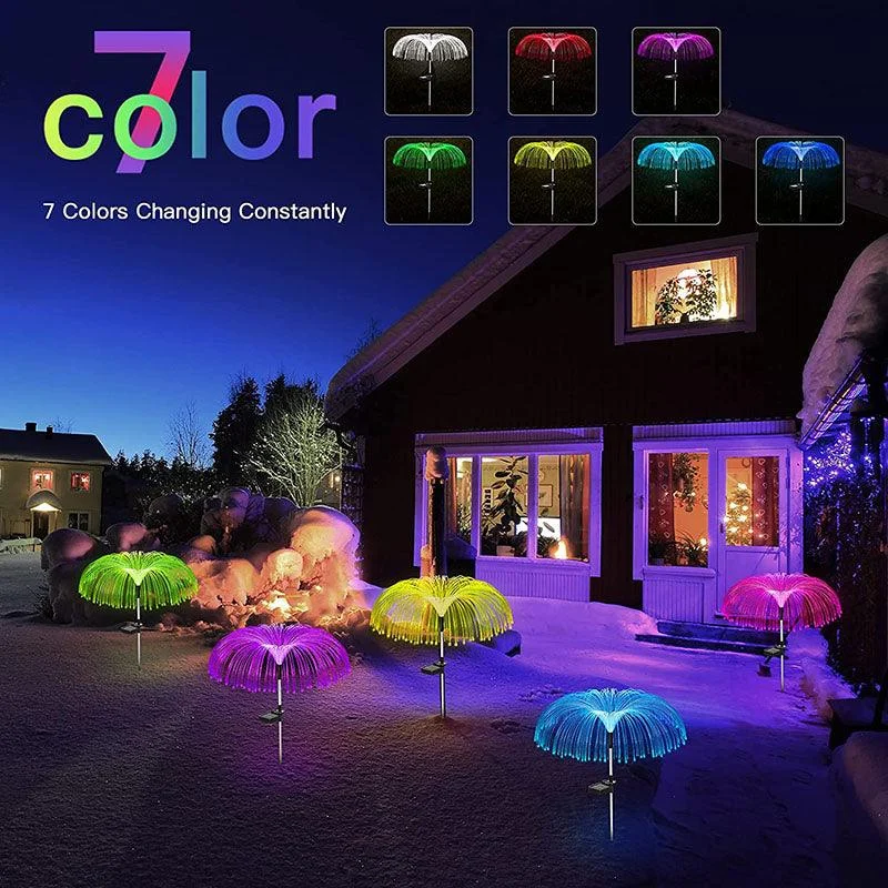 3 Packs Solar Fiber Optic Lights with Jellyfish Shaped Design for Garden -  - #tag1#