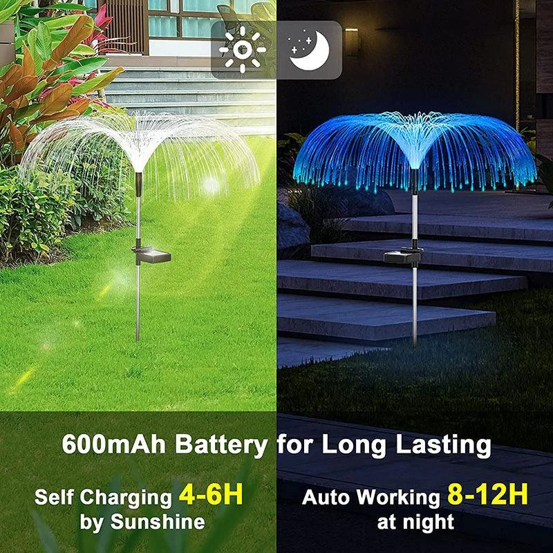 3 Packs Solar Fiber Optic Lights with Jellyfish Shaped Design for Garden -  - #tag1#