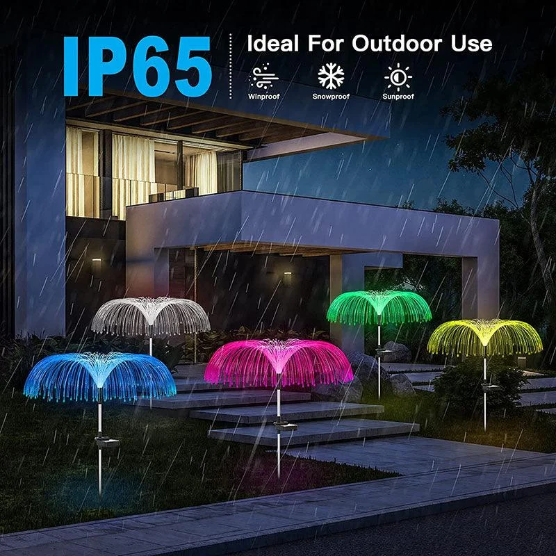 3 Packs Solar Fiber Optic Lights with Jellyfish Shaped Design for Garden -  - #tag1#