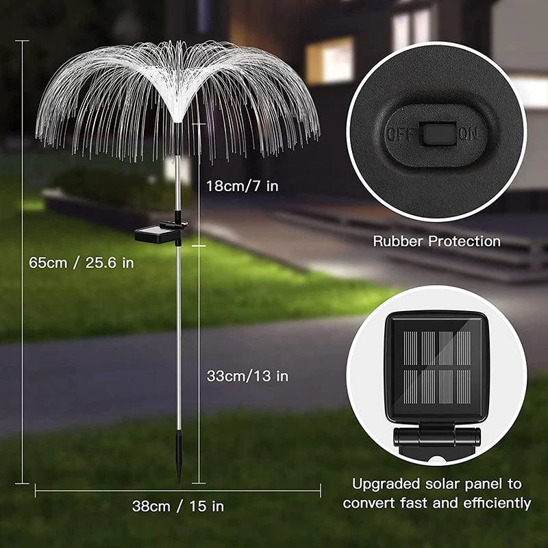 3 Packs Solar Fiber Optic Lights with Jellyfish Shaped Design for Garden -  - #tag1#