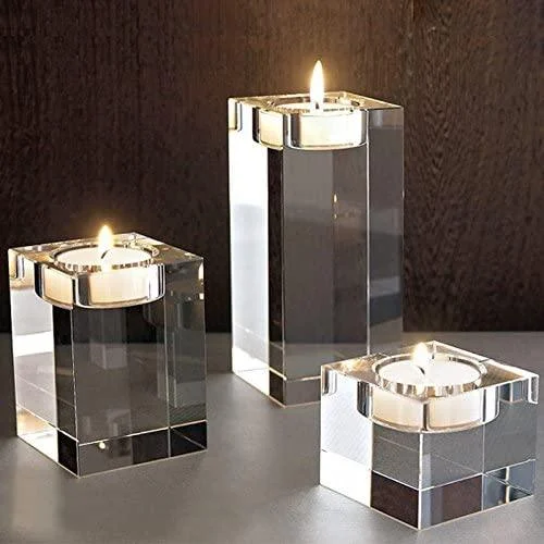 3 Piece Cube Crystal Candle Holder -  - #tag1#