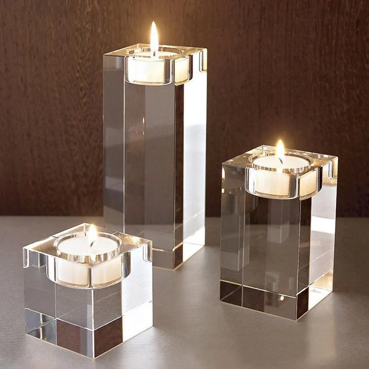 3 Piece Cube Crystal Candle Holder -  - #tag1#