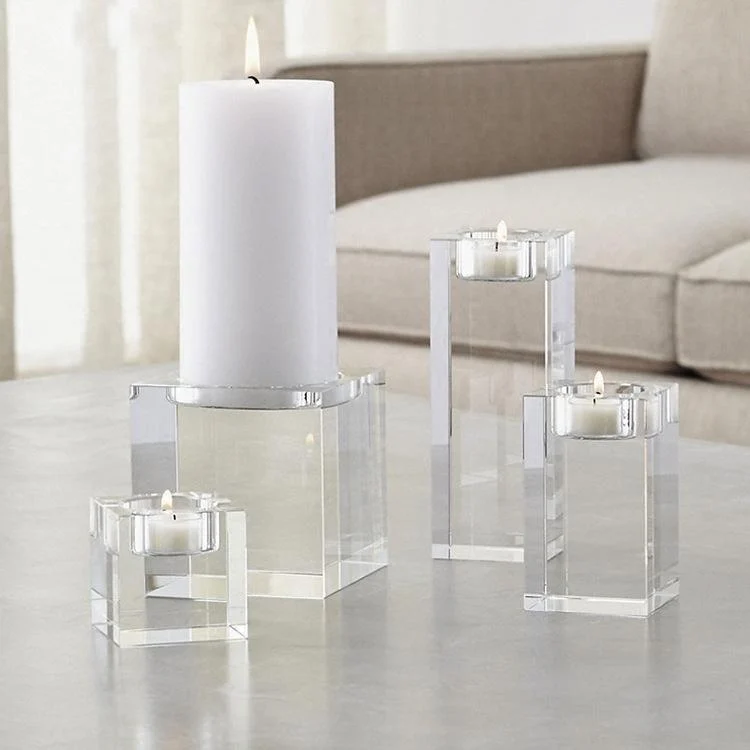 3 Piece Cube Crystal Candle Holder -  - #tag1#