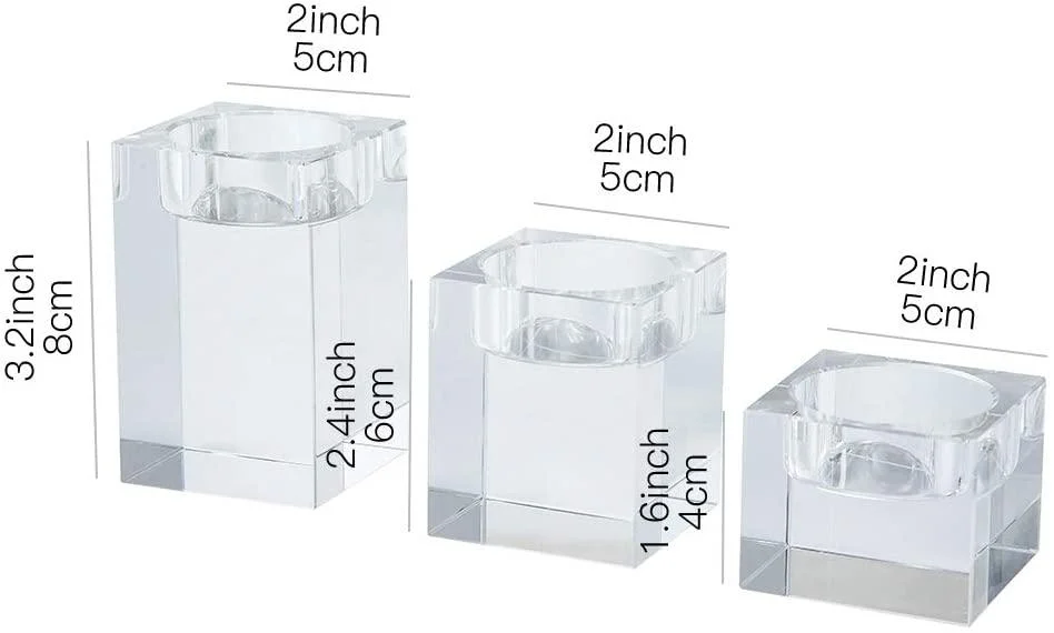 3 Piece Cube Crystal Candle Holder -  - #tag1#