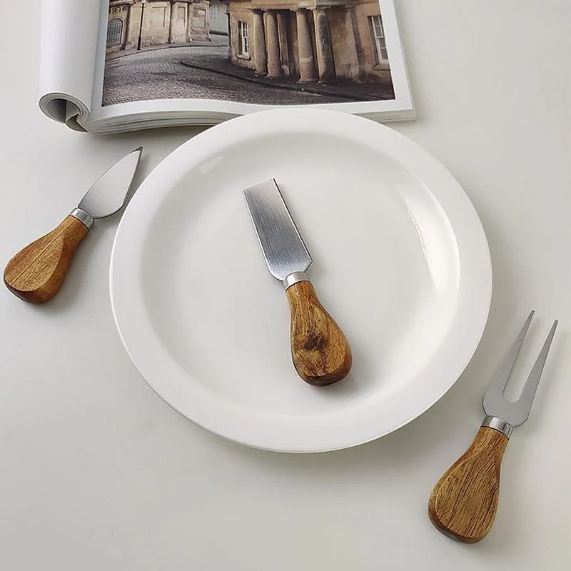 3 Piece Stainless Steel Wooden Handle Cheese Knife Set -  - #tag1#