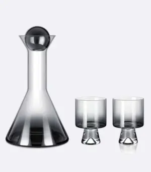 Minimalist Glass Decanter & Glasses Set (3pc) | Elegant Carafe with 2 Tumblers