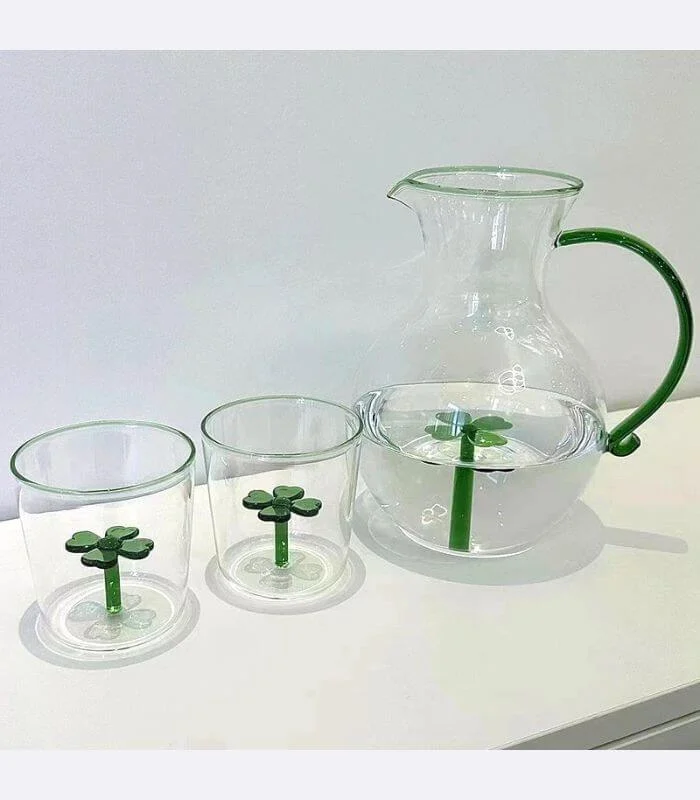 3 pcs Clover Water Pitcher and Tumblers Set Glass -  - #tag1#
