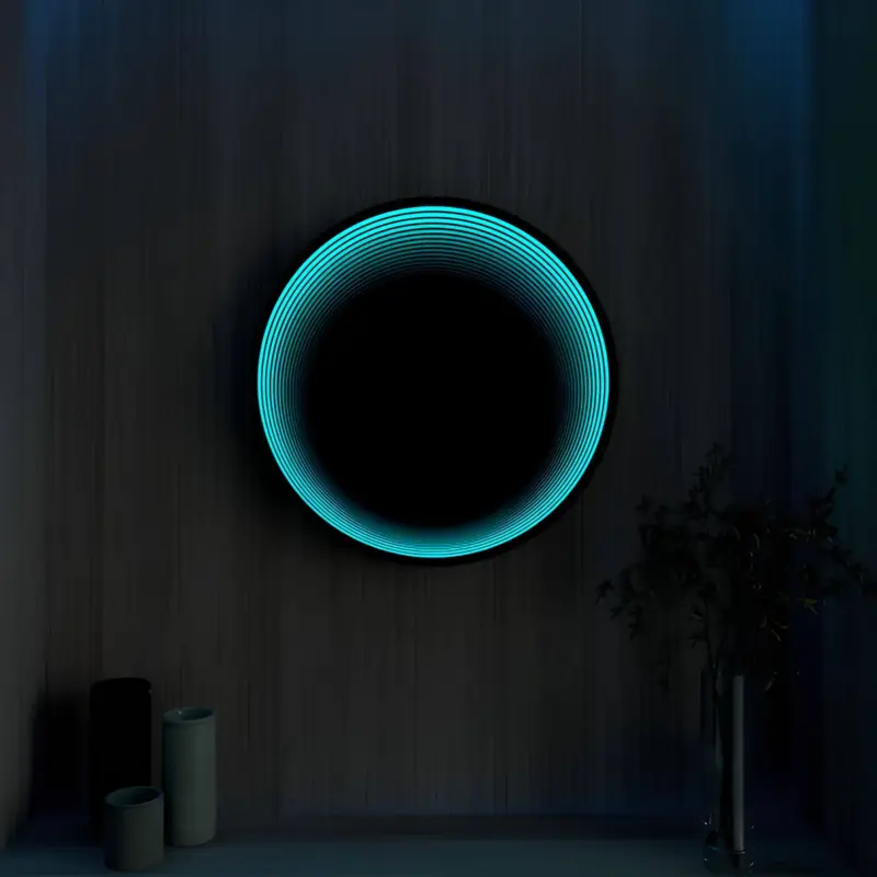 3d circle infinity mirror light tischlampe iron glass acryl rgb light xlumina7