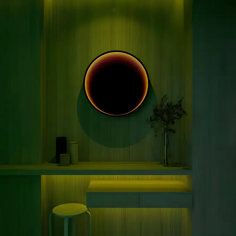 3d circle infinity mirror light tischlampe iron glass acryl rgb light xlumina8