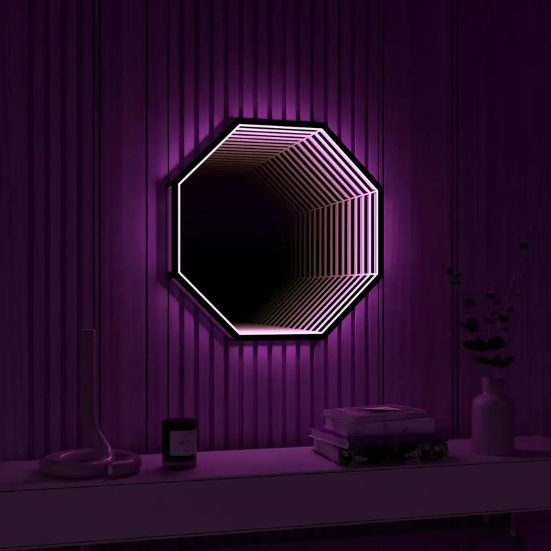3d infinity mirror light wandleuchte led spiegel xlumina12