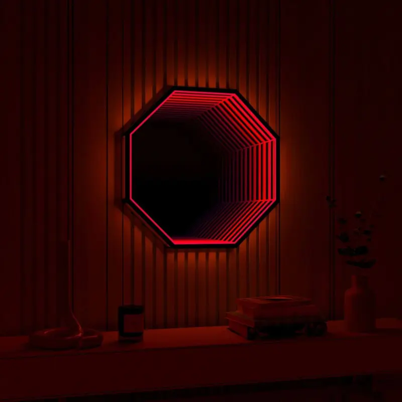 3d infinity mirror light wandleuchte led spiegel xlumina13