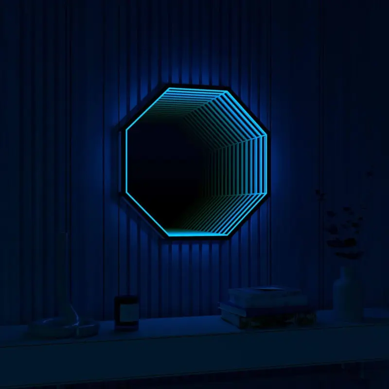 3d infinity mirror light wandleuchte led spiegel xlumina14