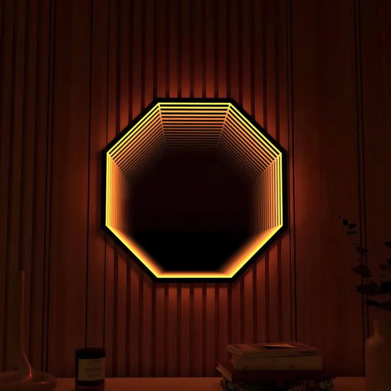 3d infinity mirror light wandleuchte led spiegel xlumina16