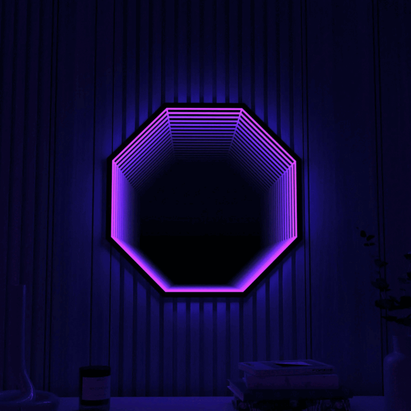 3d infinity mirror light wandleuchte led spiegel xlumina2