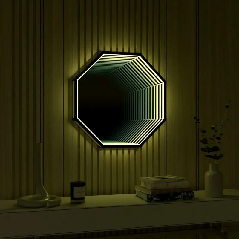 3d infinity mirror light wandleuchte led spiegel xlumina4