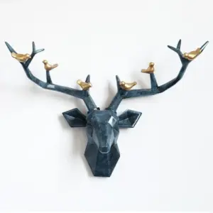 3d Big Deer Head Wall Decor for Home Statue Decoration Accessories