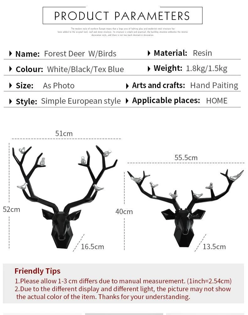 3d Big Deer Head Wall Decor for Home Statue Decoration Accessories -  - #tag1#