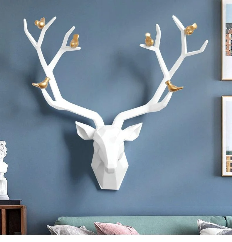 3d Big Deer Head Wall Decor for Home Statue Decoration Accessories -  - #tag1#