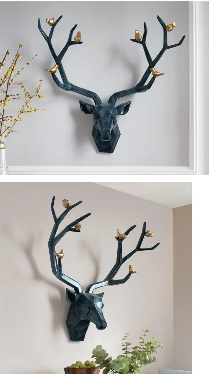 3d Big Deer Head Wall Decor for Home Statue Decoration Accessories -  - #tag1#