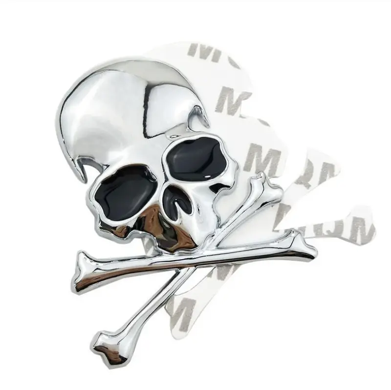 3d Metal skull skeleton bones Halloween Decoration tag1
