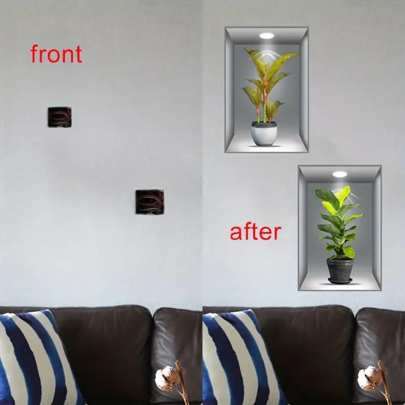 3pcs 3D Wall Sticker Realistic Green Plants Pattern Self Adhesive Wall Stickers tag1