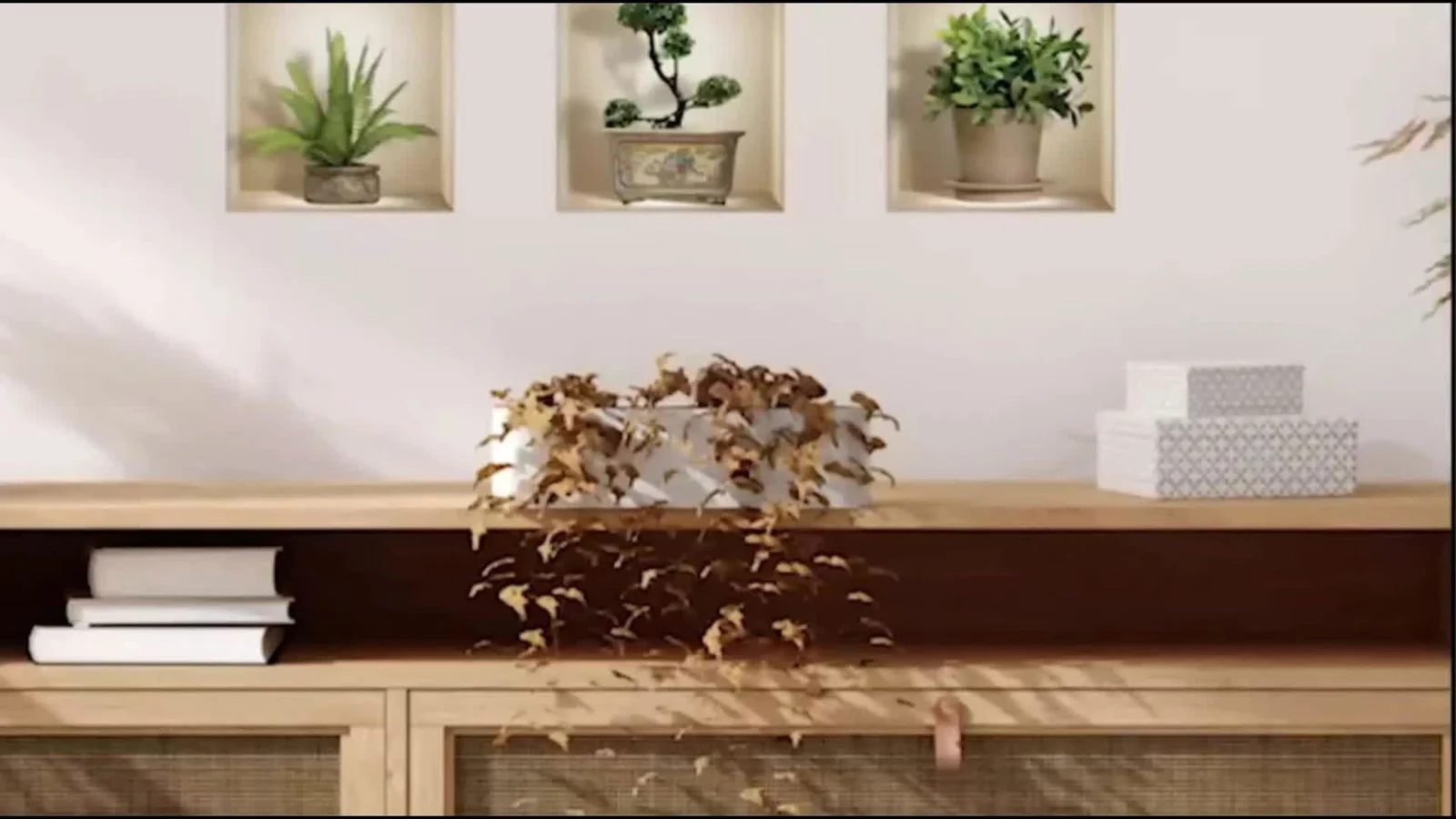 3pcs 3D Wall Sticker, Realistic Green Plants Pattern Self-Adhesive Wall Stickers -  - #tag1#