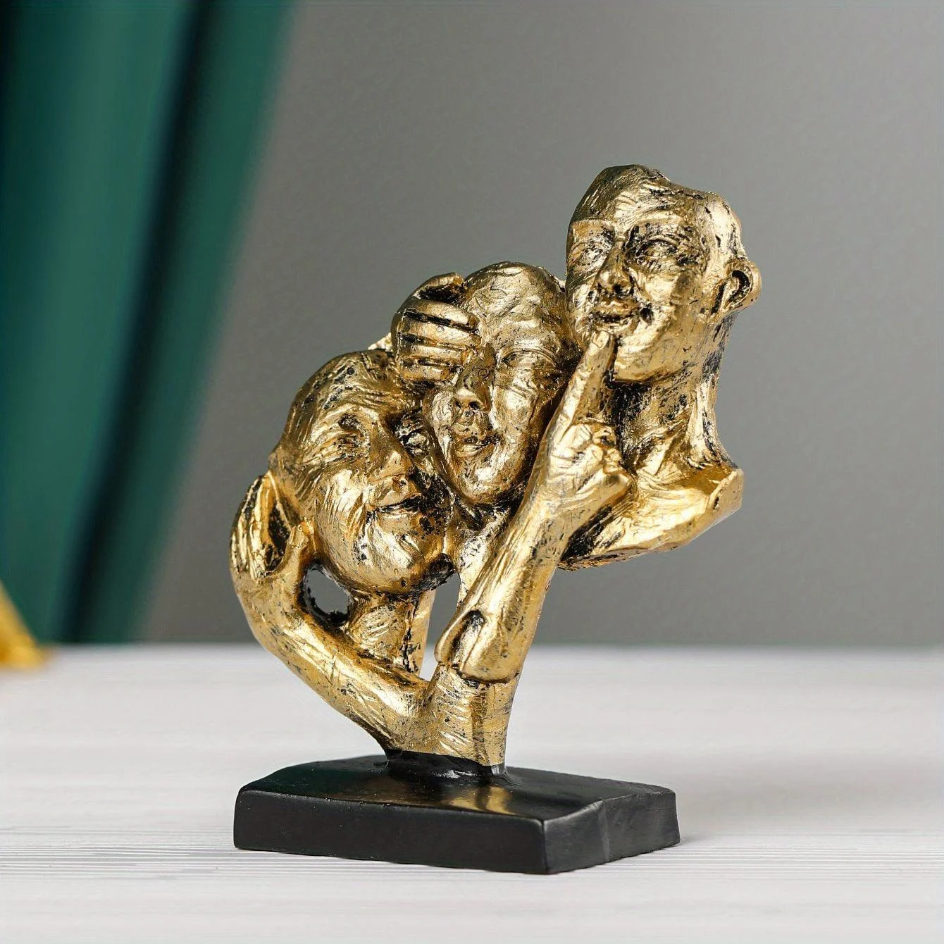 3pcs, Silence Is Golden Decorative Ornament, Abstract And Simple Sculptures The Thinker Statue -  - #tag1#