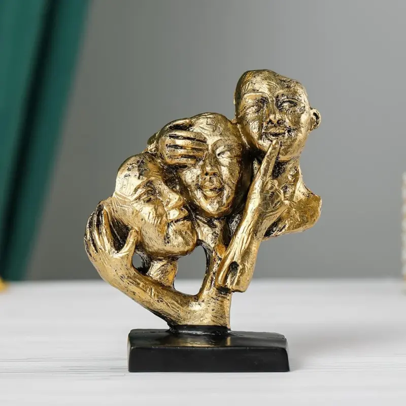 3pcs Silence Is Golden Decorative Ornament Abstract And Simple Sculptures The Thinker Statue tag1