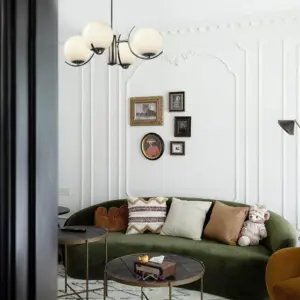 4/5-Light Glass Globe Ball Electroplating Iron Nordic Chandelier