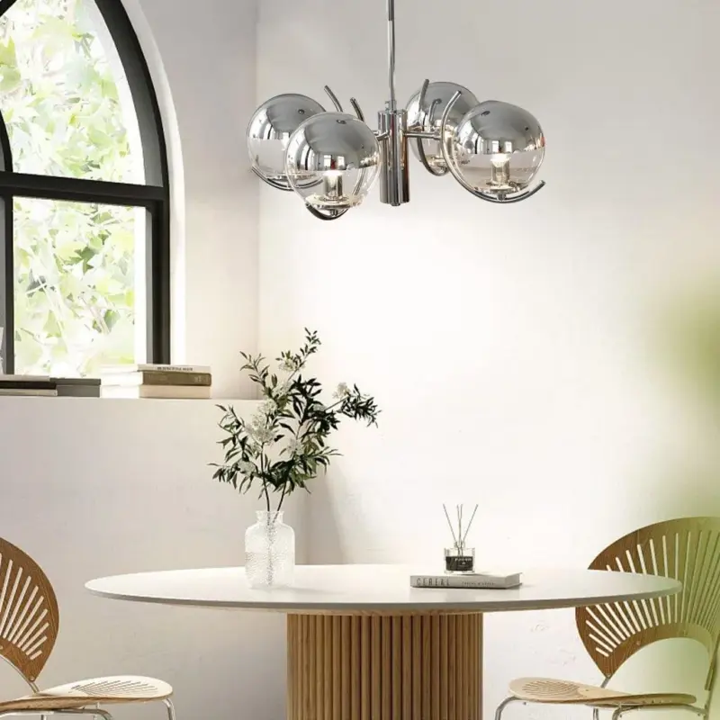 4 5 Light Glass Globe Ball Electroplating Iron Nordic Chandelier tag1
