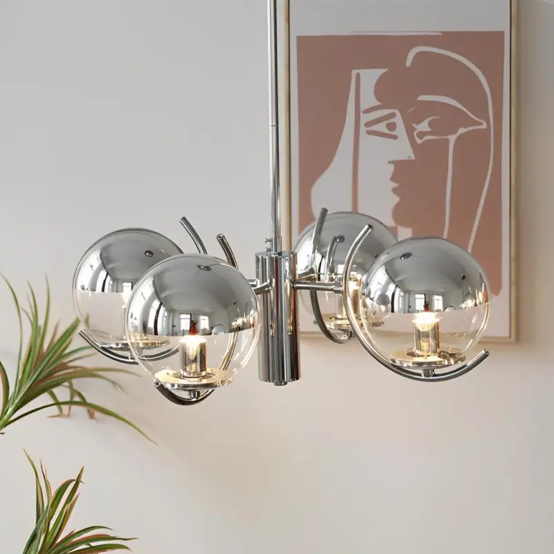4 5 Light Glass Globe Ball Electroplating Iron Nordic Chandelier tag1