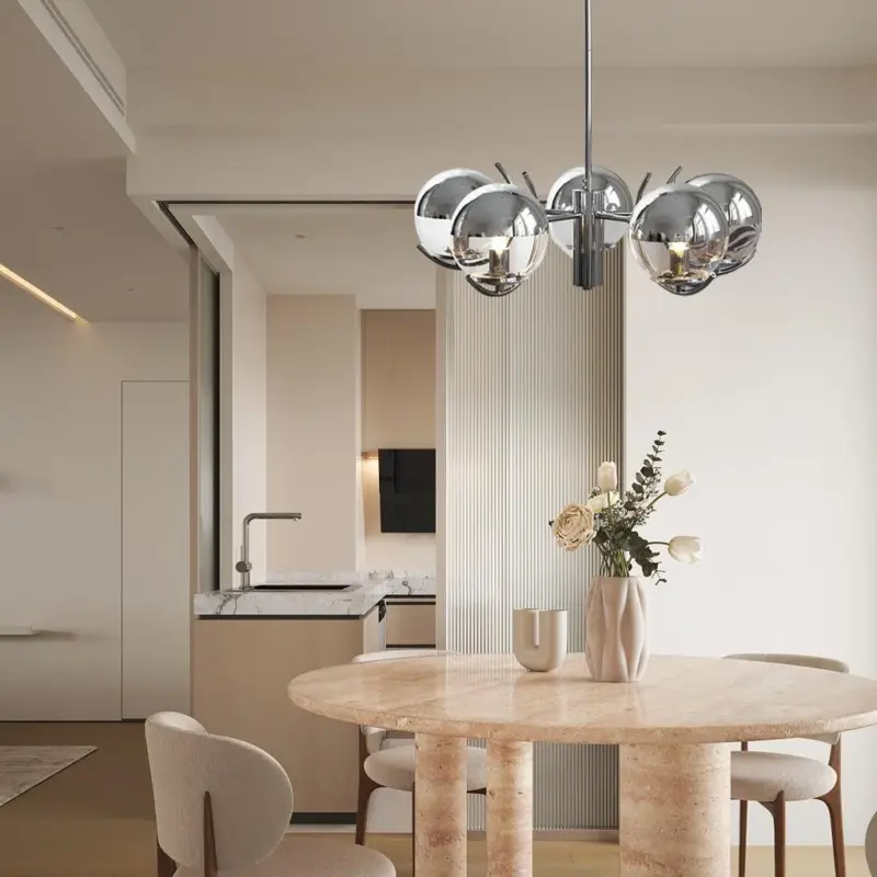 4 5 Light Glass Globe Ball Electroplating Iron Nordic Chandelier tag1