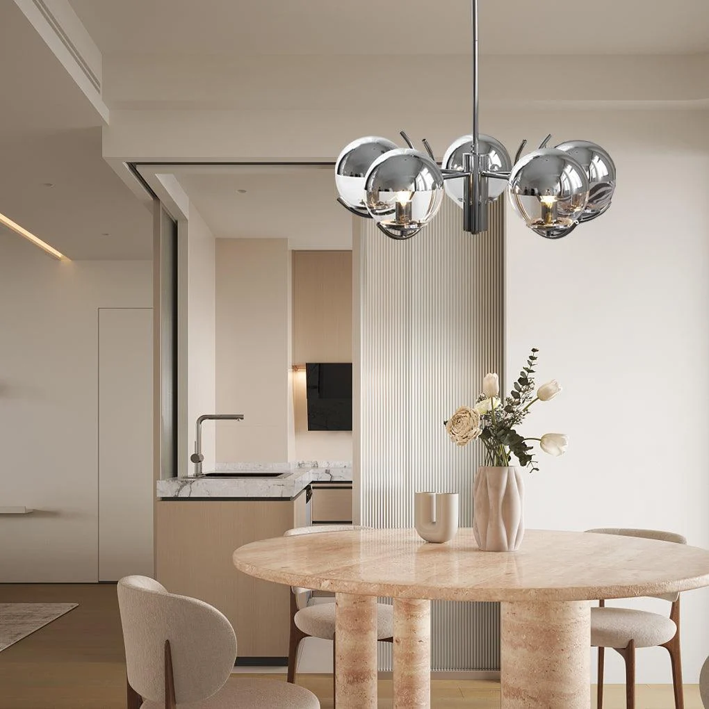 4/5-Light Glass Globe Ball Electroplating Iron Nordic Chandelier -  - #tag1#