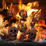 4 Pack Halloween Fire Pit Skull Ceramic Props tag1