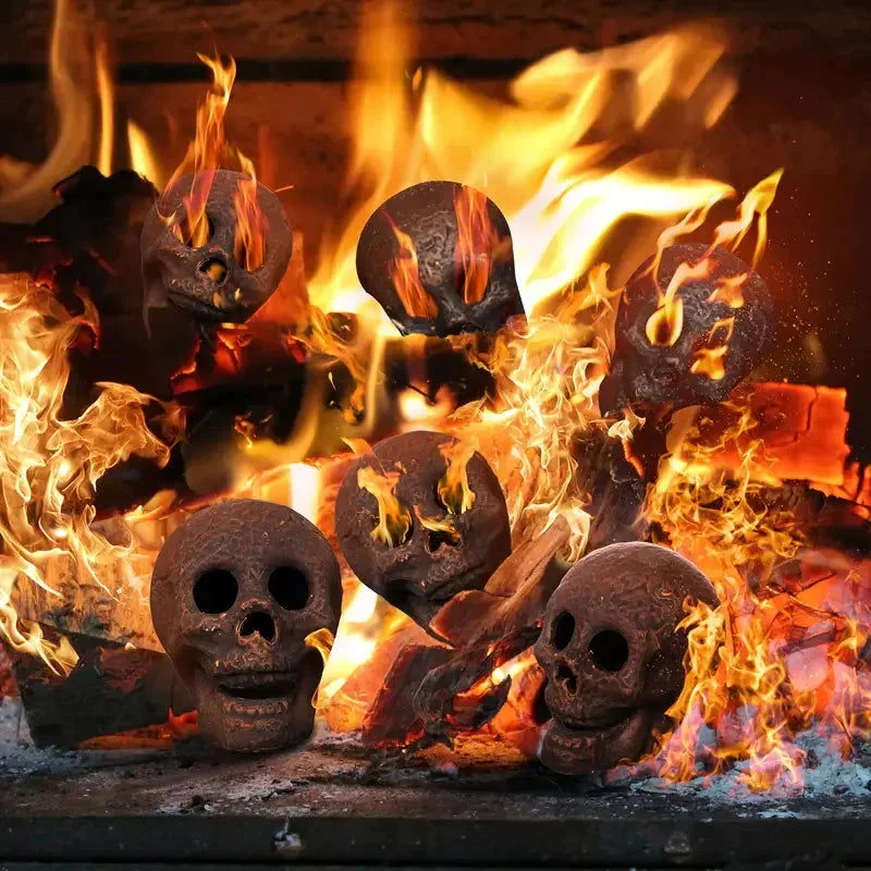 4-Pack: Halloween Fire Pit Skull Ceramic Props -  - #tag1#