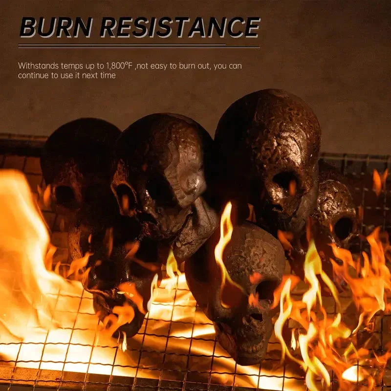 4-Pack: Halloween Fire Pit Skull Ceramic Props -  - #tag1#