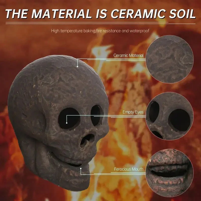 4-Pack: Halloween Fire Pit Skull Ceramic Props -  - #tag1#