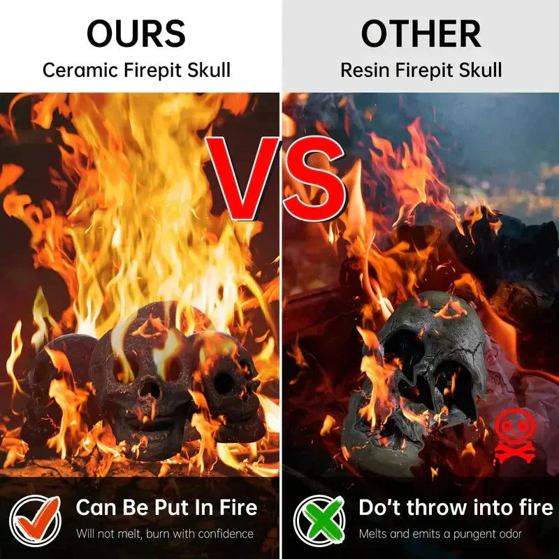 4-Pack: Halloween Fire Pit Skull Ceramic Props -  - #tag1#