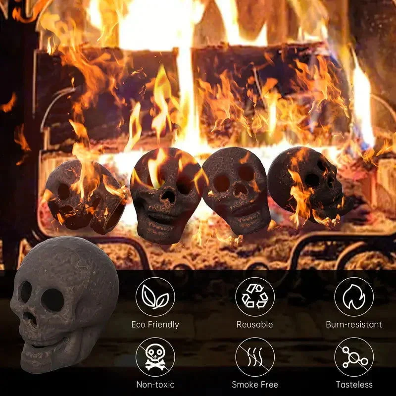 4-Pack: Halloween Fire Pit Skull Ceramic Props -  - #tag1#