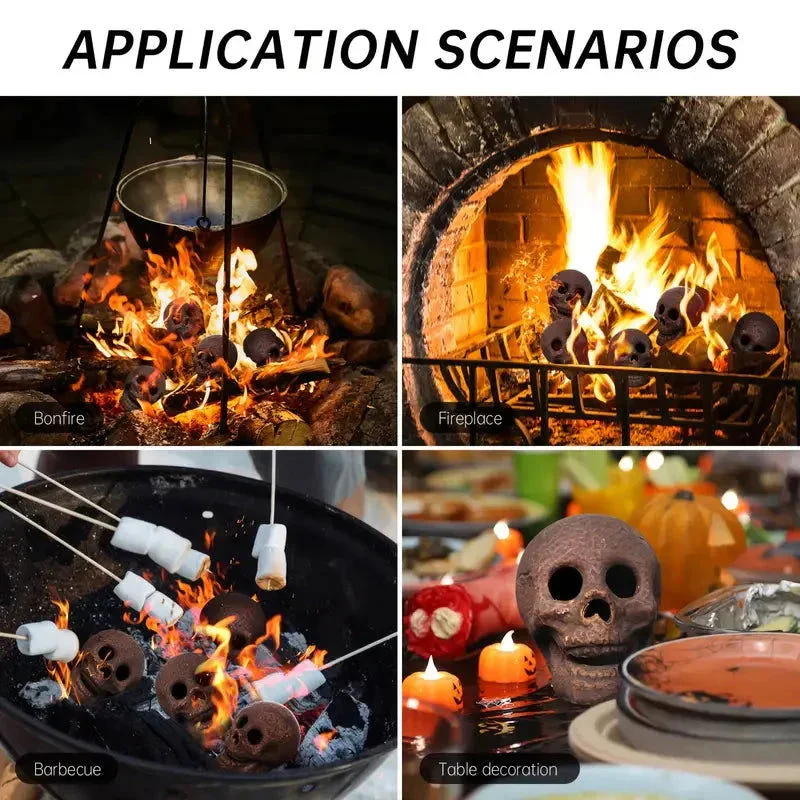 4-Pack: Halloween Fire Pit Skull Ceramic Props -  - #tag1#