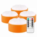 4 Pack Halloween LED Pumpkin Lights Battery Operated with 2 Light Modes 4 Timer Setting tag1