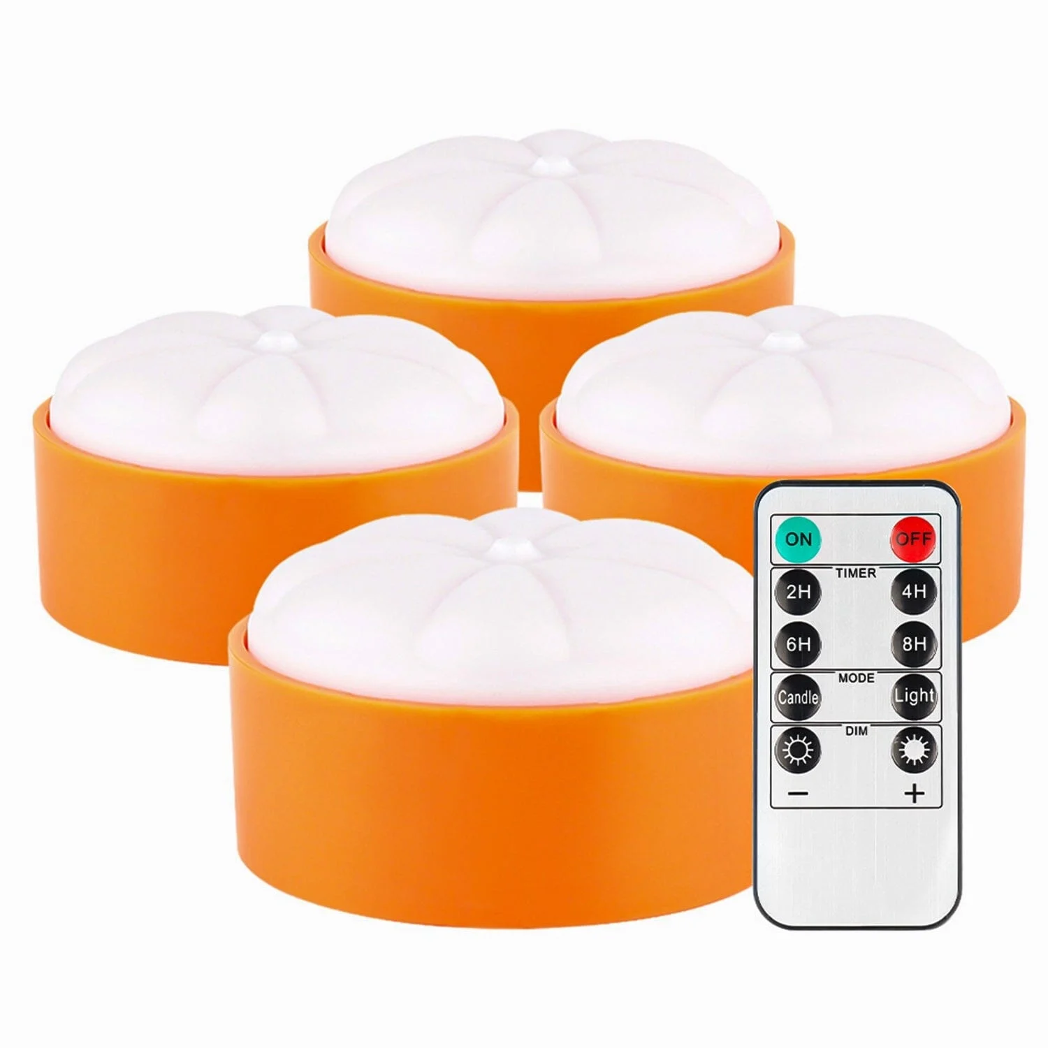 4-Pack: Halloween LED Pumpkin Lights Battery Operated with 2 Light Modes 4 Timer Setting -  - #tag1#