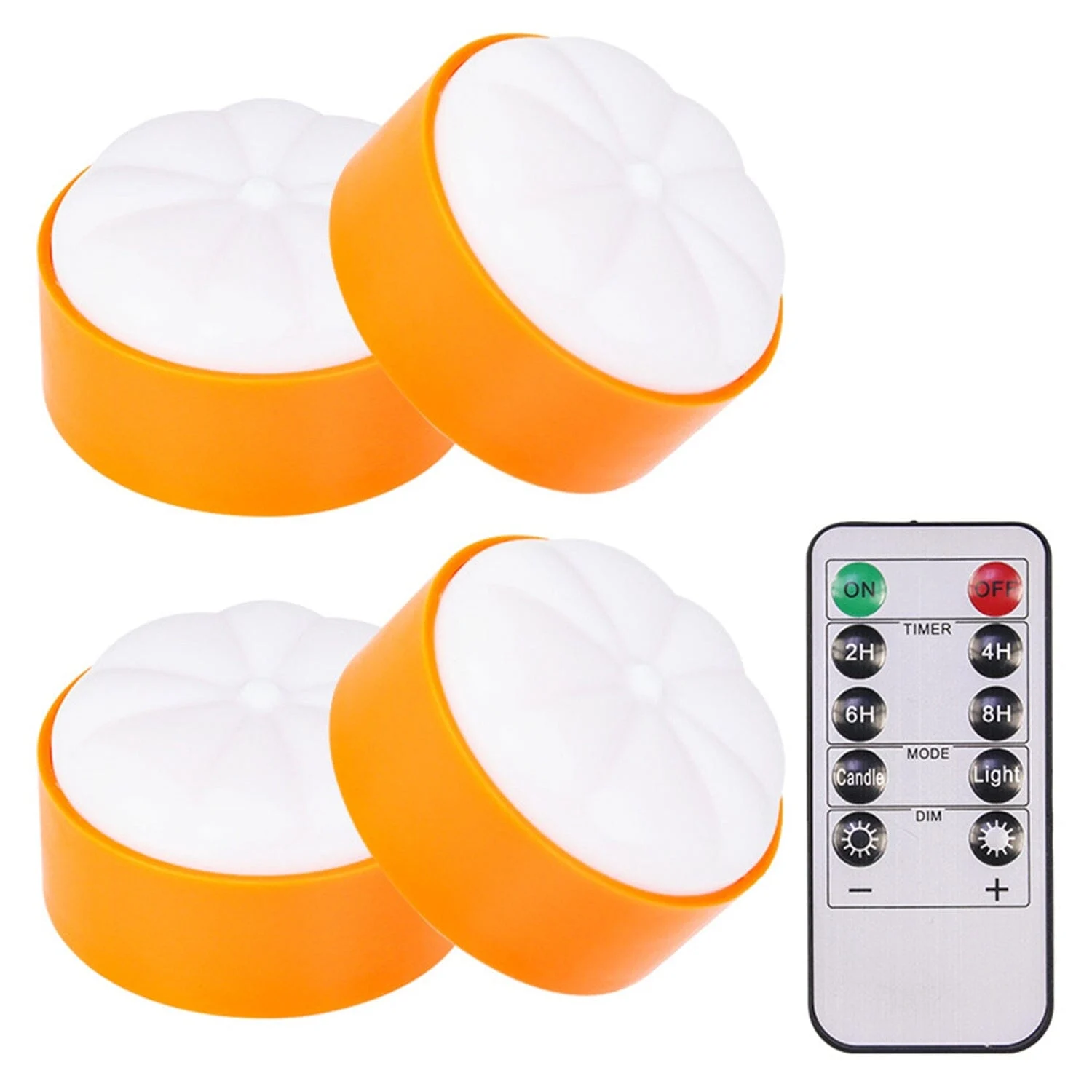 4-Pack: Halloween LED Pumpkin Lights Battery Operated with 2 Light Modes 4 Timer Setting -  - #tag1#