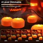 4 Pack Halloween LED Pumpkin Lights Battery Operated with 2 Light Modes 4 Timer Setting tag1