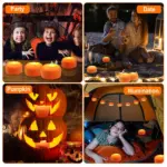 4 Pack Halloween LED Pumpkin Lights Battery Operated with 2 Light Modes 4 Timer Setting tag1