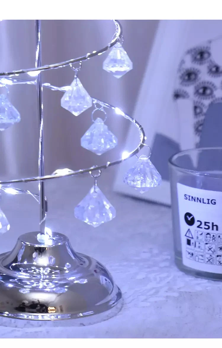 Gold Silver LED String Christmas Tree Table Lamp
