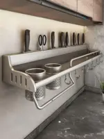 4LuePerforation free Kitchen Storage Rack Wall mounted Multifunctional Chopsticks Knife Holder Home Seasoning Supplies Storage Rack