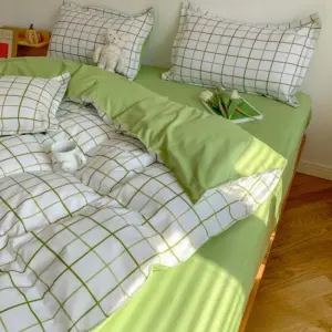 4PCS Duvet Cover ( 1 Duvet Cover + 1 Bedsheet + 2 Pillowcase)